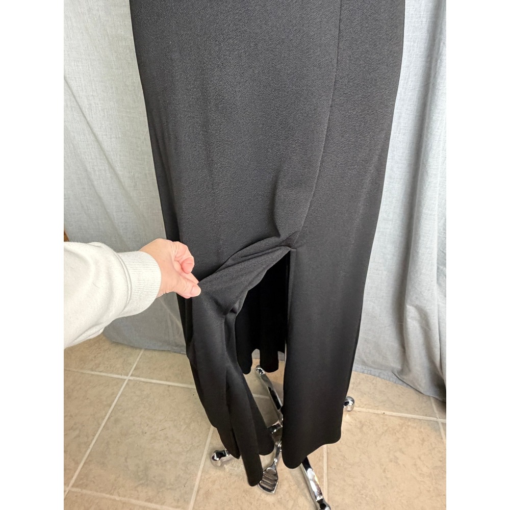 Birdy Grey Black V Neck Sleeveless Maxi Dress Side Slit Formal Evening M - Picture 8 of 11